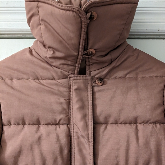 Super Warm Vintage Barbie Dusty Pink Mauve Sheen Ski Jacket Puffer Coat - Picture 5 of 6